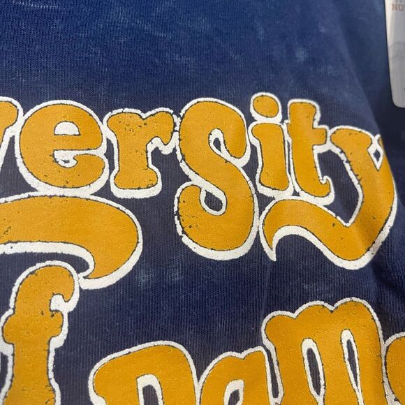 University of Notre Dame Navy Oversized Long Sleeve Bleach Dye Crop Top Medium - Picture 8 of 13